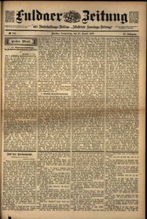 Erste Ausgabe vom Donnerstag, den 25. August 1898.