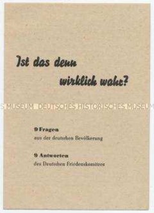 Propagandaschrift des Deutschen Friedenskomitees gegen den Einsatz biologischer Waffen durch die USA im Korea-Krieg
