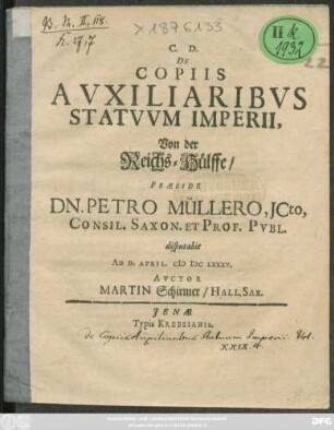 De Copiis Auxiliaribus Statuum Imperii