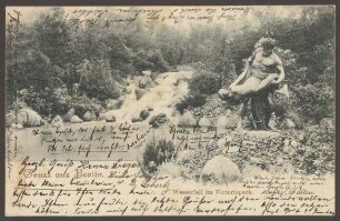 Ansichtskarte Viktoriapark mit Bronzeskulptur
