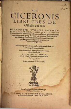 M. T. Ciceronis Libri Tres De Officiis
