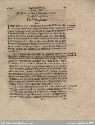 Caput III. De Natura Subjecti materialiter spectati, et quidem De Necessitate.