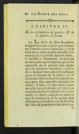 Chapitre IV. De la déclaration de guerre, & de la guerre en forme.