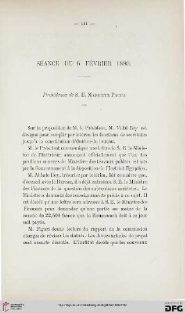 Séance du 6 février 1880