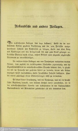 Urkundliche und andere Beilagen