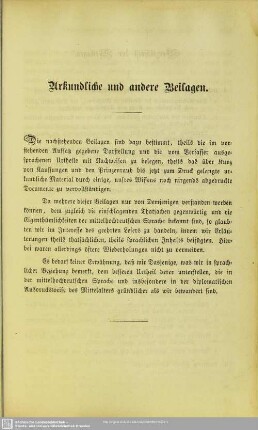 Urkundliche und andere Beilagen