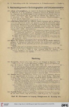 Nachtrag (Nr. 211-218)