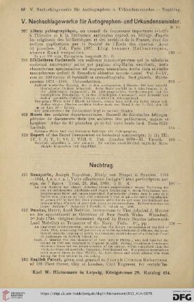 Nachtrag (Nr. 211-218)