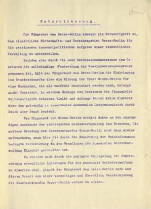 Entschliessung