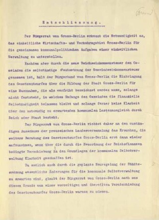 Entschliessung