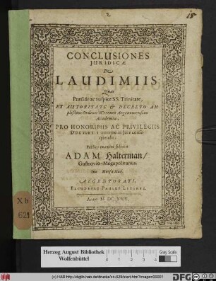 Conclusiones Iuridicae De Laudimiis