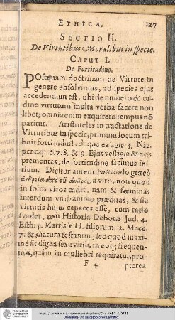 Ethica Sectio II. De Virtutibus Moralibus in Specie
