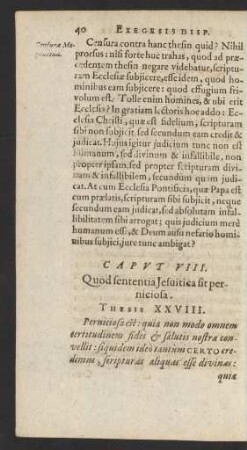 Caput VIII. Quod sententia Jesuitica sit perniciosa.