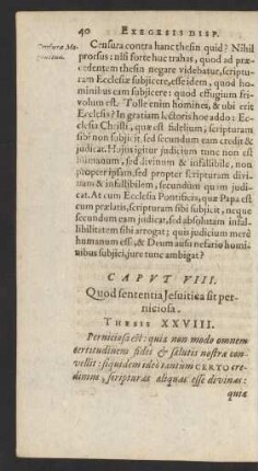 Caput VIII. Quod sententia Jesuitica sit perniciosa.