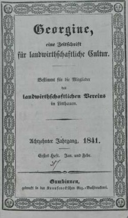 Achtzehnter Jahrgang, 1841. Erstes Heft. Jan. und Febr.