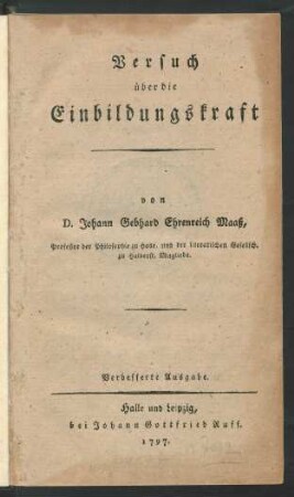 Versuch über die Einbildungskraft