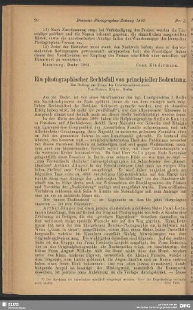 Ein photographischer Rechtsfall von principieller Bedeutung