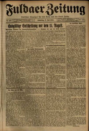 Ausgabe vom Samstag, den 15. Juli 1922.