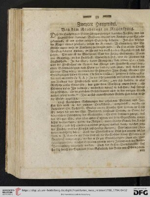 Zweyter Haupttitul: Von dem Reichstage zu Regenspurg