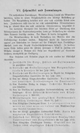 VII. Lehrmittel und Sammlungen