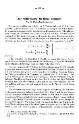 Zur Flutbewegung der festen Erdkruste