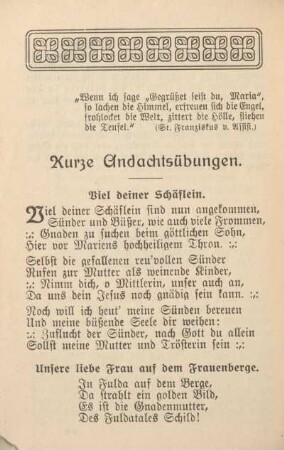 Kurze Andachtsübungen.