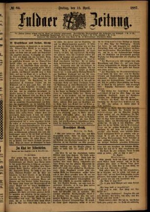 Ausgabe vom Freitag, den 15. April 1887.