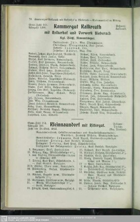 Kammergut Kalkreuth mit Reiherhof und Vorwerk Bieberach
