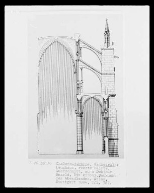 Châlons-sur-Marne, Kathedrale, Langhaus, rechte Hälfte, Querschnitt