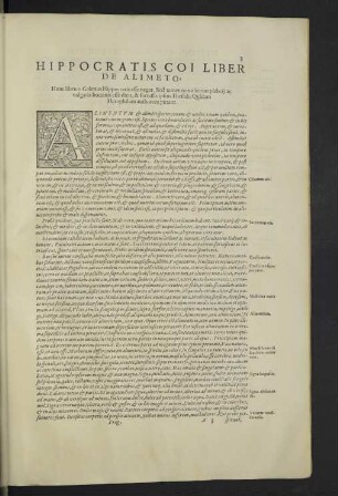 Hippocratis coi liber de alimeto [i.e. alimento]