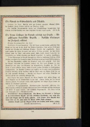 Die Kämpfe in Südwestafrika und Ostafrika.