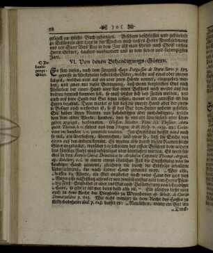 VI. Von denen Behandigungs-Gütern. - VII. Von denen Bordagiis.