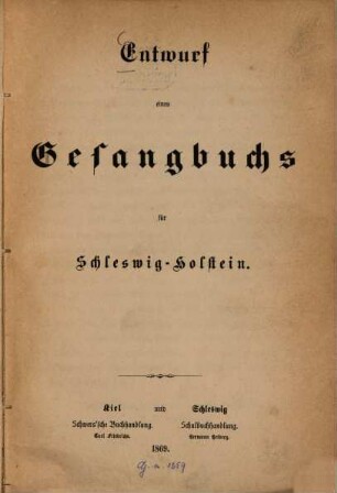 Entwurf eines Gesangbuchs für Schleswig-Holstein