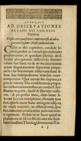 Appendix Ad Observationes Ex Cappp. XXI. XXII. XXIII. ...