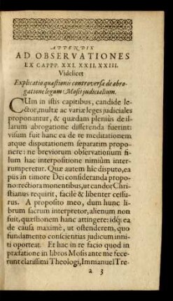Appendix Ad Observationes Ex Cappp. XXI. XXII. XXIII. ...
