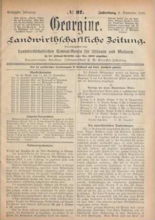 Sechzigster Jahrgang. No. 37. Insterburg, 8. September 1892.