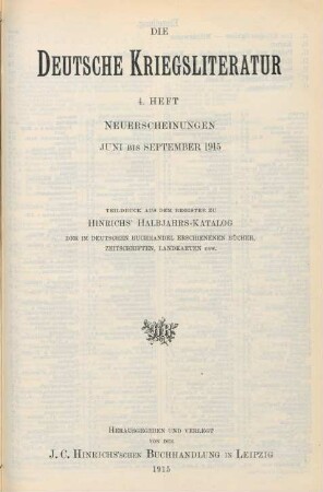 4.1915: deutsche Kriegsliteratur