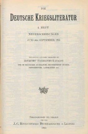 4.1915: deutsche Kriegsliteratur