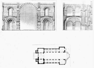 Köln, St. Pantaleon, Grundriss, Querschnitt
