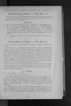 Versammlung zu Lübeck. - 1431 Febr. 27.