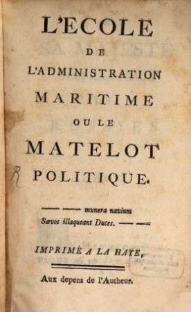 L' Ecole de l'administration maritime