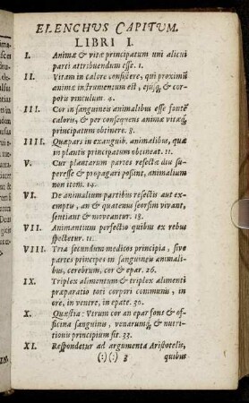 Elenchus Capitum. Libri I. - IV.
