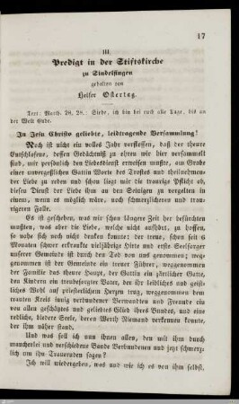 Predigt in der Stiftskirche zu Sindelfingen