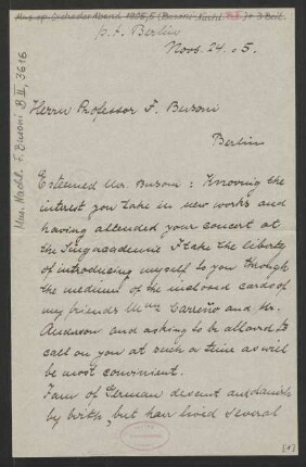 Brief an Ferruccio Busoni : 24.11.1905