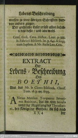 Extract Der Lebens-Beschreibung Des Boethii