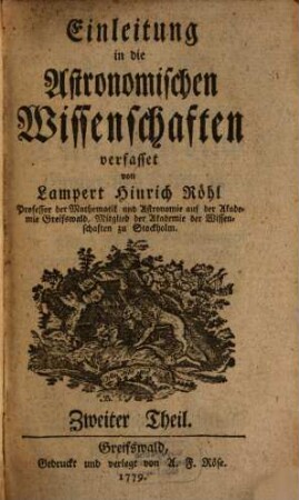Einleitung in die Astronomischen Wissenschaften, Zweiter Theil