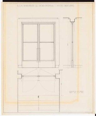 Reichsluftfahrtministerium, Berlin: Kasse L2 (EG). Windfangtür: Ansicht, Schnitt, Grundriss 1:10
