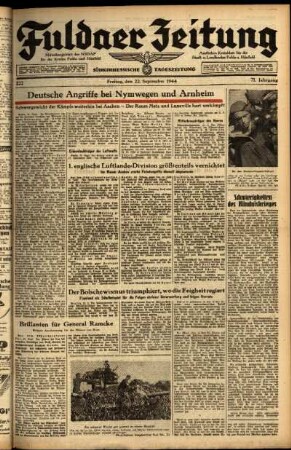 Ausgabe vom Freitag, den 22. September 1944.