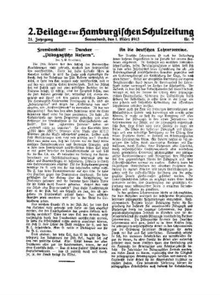 An die Deutschen Lehrervereine : 2. Beilage Nr. 9