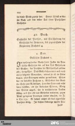 42. Buch. Geschichte der Parther, mit Einschaltung der Geschichte der Armenier...